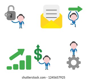 Vector illustration set of businessman mascot character.