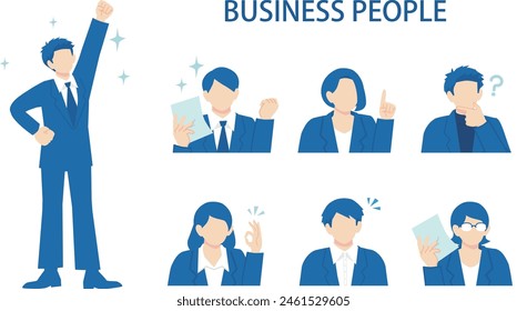 
Ilustración vectorial conjunto de hombres de negocios trabajando duro