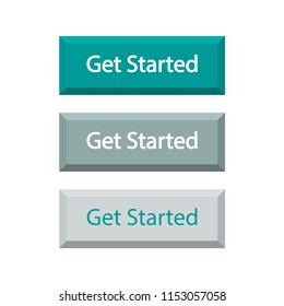 Vector illustration of set of buttons Get started
