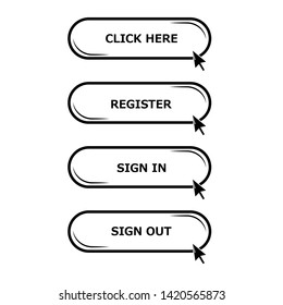 Vector illustration of set buttons for web site, web design