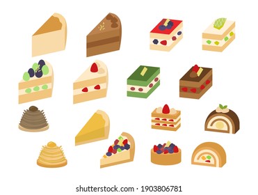 Vector illustration set of cake assortment