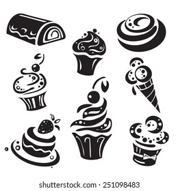 The vector illustration "set of cakes" for design