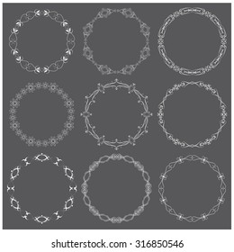 Vector illustration of a set of calligraphic brushes and design elements/frames for scrapbook and other designs