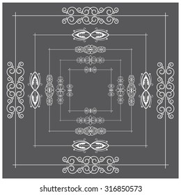 Vector illustration of a set of calligraphic brushes and design elements/frames for scrapbook and other designs