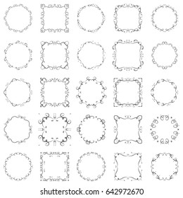 vector illustration set of calligraphic decorative vintage frame