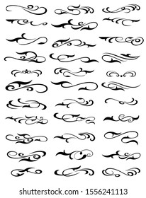 Vector Illustration. Set of calligraphic design elements.