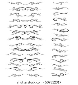 Vector Illustration. Set of calligraphic design elements.