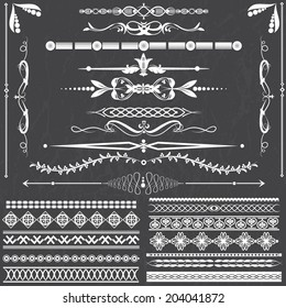 Vector illustration of a set of calligraphic dividers and background frames