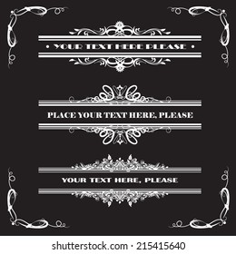 Vector illustration of a set of calligraphic dividers and floral page elements