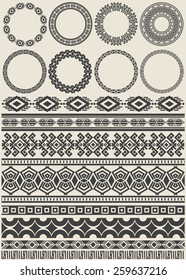 Vector illustration of a set of calligraphic dividers and floral page elements, corners and frames for scrapbook and other designs