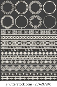 Vector illustration of a set of calligraphic dividers and floral page elements, corners and frames for scrapbook and other designs