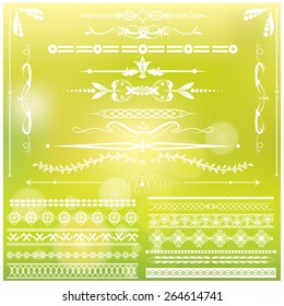 Vector illustration of a set of calligraphic dividers and floral page elements, corners and frames for scrapbook and other designs