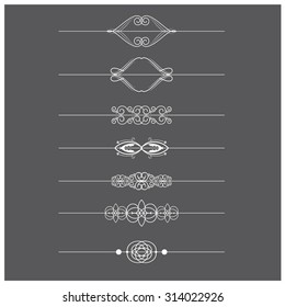 Vector illustration of a set of calligraphic dividers and floral page elements, corners and frames for scrapbook and other designs