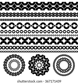Vector illustration of a set of calligraphic dividers and ornamental page elements, frames for scrapbook and other designs