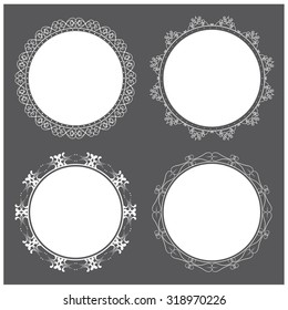 Vector illustration of a set of calligraphic floral page elements, frames for scrapbook and other designs