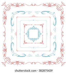 Vector illustration of a set of calligraphic floral elements and frames for scrapbook and other designs