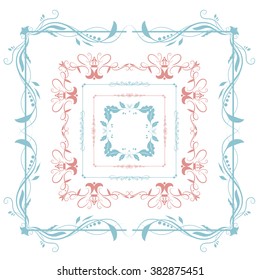 Vector illustration of a set of calligraphic floral elements and frames for scrapbook and other designs