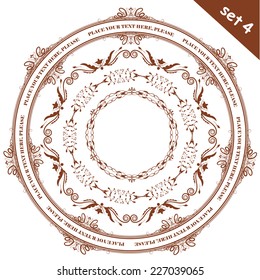 Vector illustration of a set of calligraphic frames, divider elements brushes samples, isolated on white