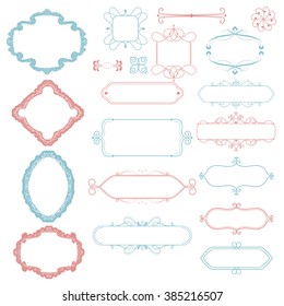 Vector Illustration Of A Set Of Calligraphic Page Dividers, Floral Elements And Frames For Scrapbook And Other Designs