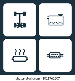 Vector Illustration Set Car Dashboard Icons. Elements Dashboard, Low coolant indicator, car problem warning, and Air filter icon on white background