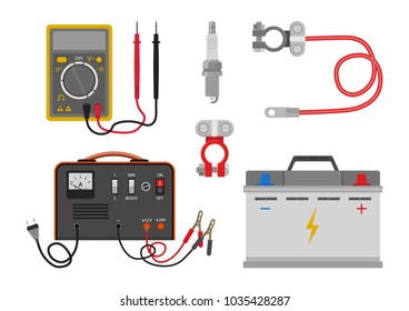 Vector illustration. Set of car electrical equipment.