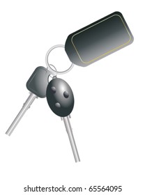 vector illustration of a set of car keys with black tag left blank for your text in eps10 format