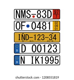 Vector illustration of a set of car numbers