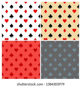 Vector illustration. set card icon pattern wallpaper vector background. Card suits seamless pattern.