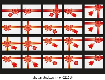 Vector illustration of set of card with ribbon and tags