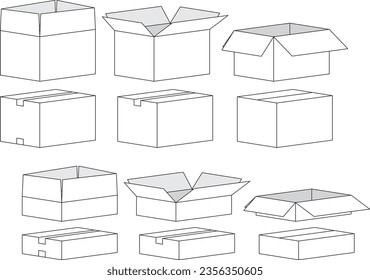 Vector illustration set of cardboard