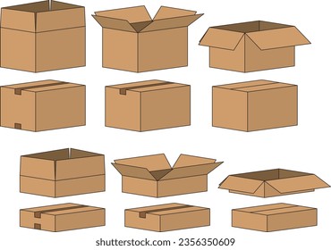 Vector illustration set of cardboard