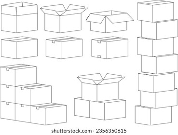 Vector illustration set of cardboard