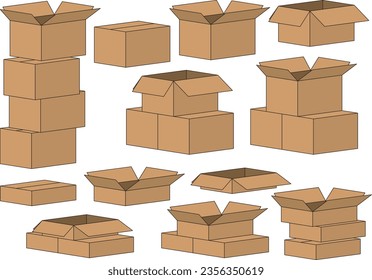 Vector illustration set of cardboard
