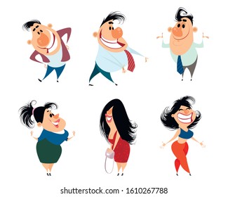 Vector illustration of a set of caricature people