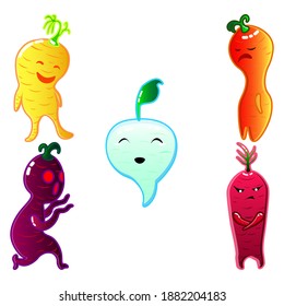 vector illustration of set of carrot characters