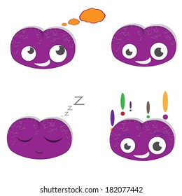 vector illustration set of cartoon brain