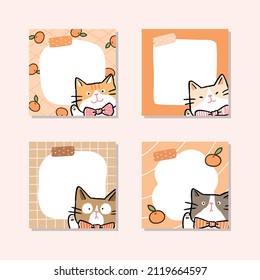 Vector Illustration. Set of Cartoon Cat Notepads.
