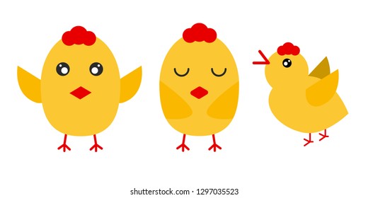 Vector illustration - set of cartoon chikens for easter design