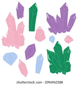 vector illustration set of cartoon crystals.