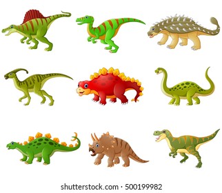 Vector illustration of Set of cartoon dinosaurs collections