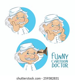 Vector illustration set of cartoon doctors-icons