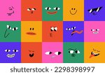 Vector illustration set cartoon faces with different emotions