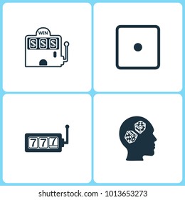 Vector Illustration Set Casino Icons. Elements of Dice game , Casino and Head idea icon on white background