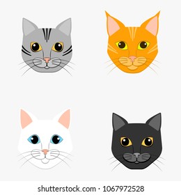 Vector illustration set of cat face