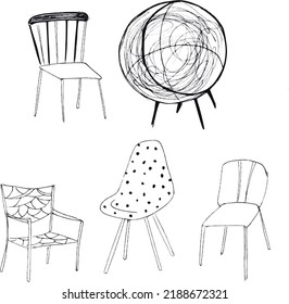 Dibujo de ilustraciones vectoriales de sillas
