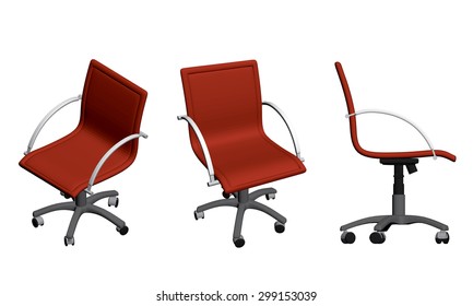 Vector illustration of a set of chairs on wheels. 3D. Isolated. EPS 8.