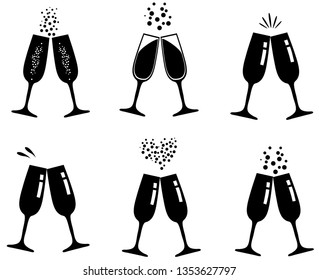 vector illustration of a set of champagne glasses.