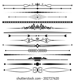 Vector illustration of a set of chapter dividers and floral/ornamental lines