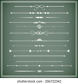 Vector illustration of a set of chapter dividers and floral/ornamental lines, eps 10