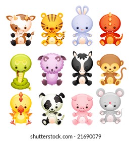 Vector illustration - set characters of chinese horoscope